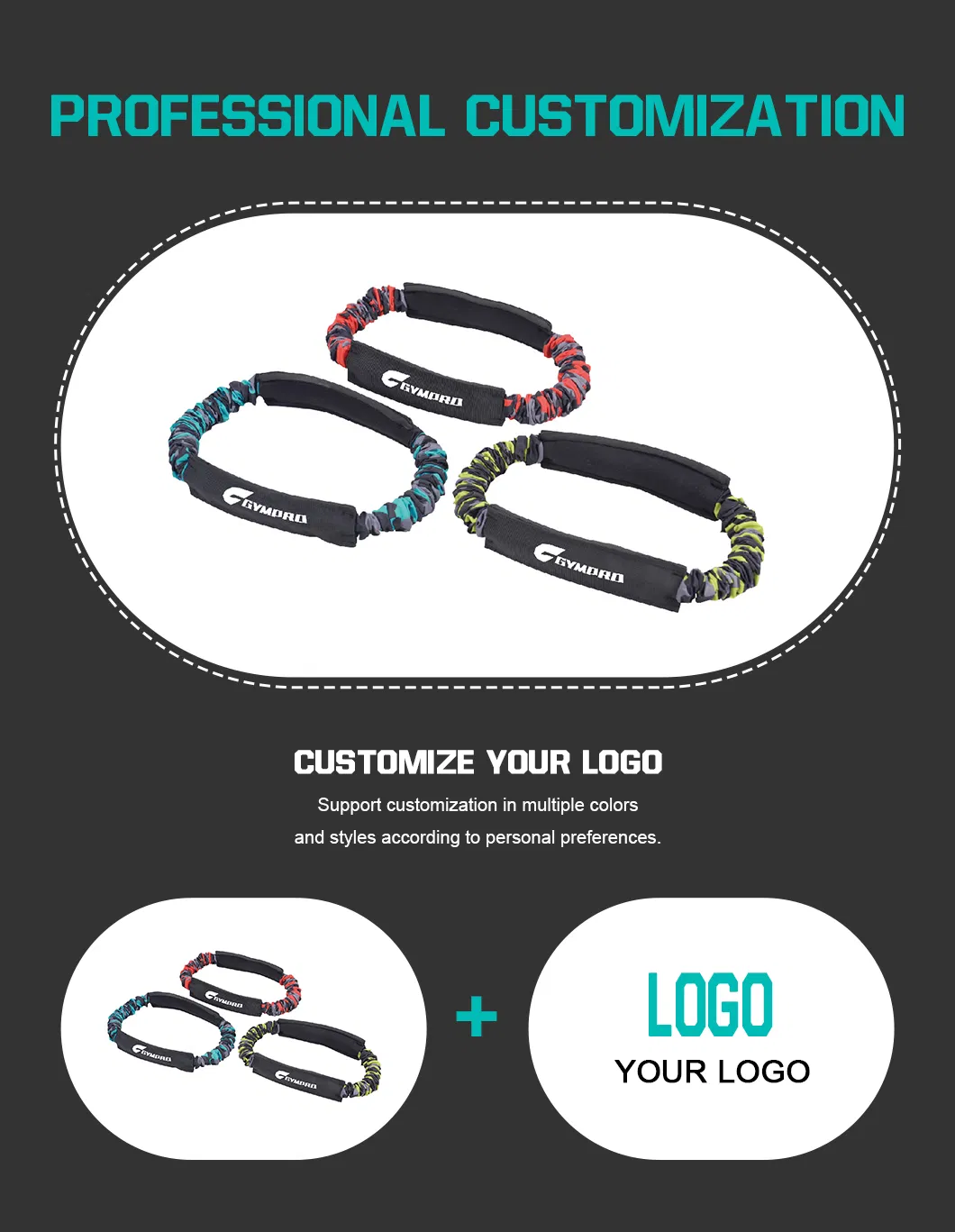 Popular Gym Exercise Loop Cotton Fabric Pull up Assist Long Resistance Strap Stretch Bands with Custom Logo